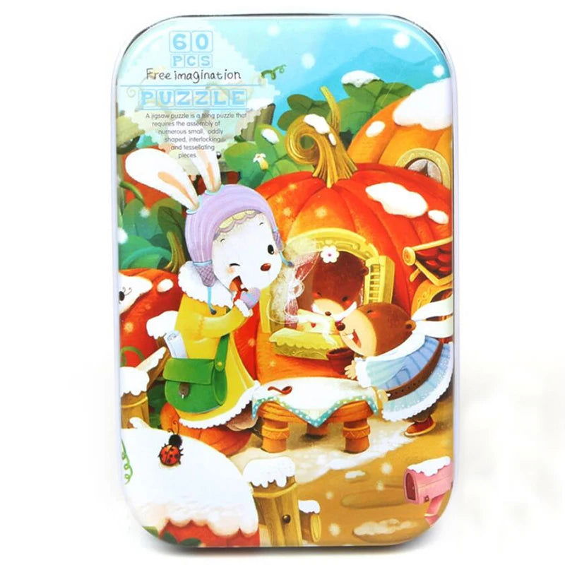 60 Pieces Jigsaw Puzzle Cartoon Animal Vehicle Montessori Games Children Educational Toys for Kids Christmas Gifts - Slobuy