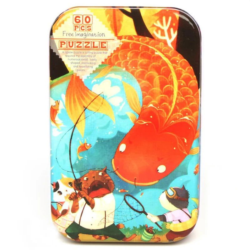 60 Pieces Jigsaw Puzzle Cartoon Animal Vehicle Montessori Games Children Educational Toys for Kids Christmas Gifts - Slobuy