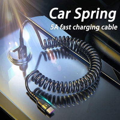 65W 5A Fast Charging Type C Cable Spring Car USB Cable for Samsung Xiaomi Redmi POCO Huawei Honor Phone Accessories USB C Cable - Slobuy
