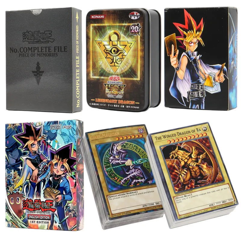 66-148PCS Yugioh Cards with Tin Box Yu Gi Oh Card English Holographic Golden Letter Duel Links Game Card Blue Eyes Exodia - Slobuy