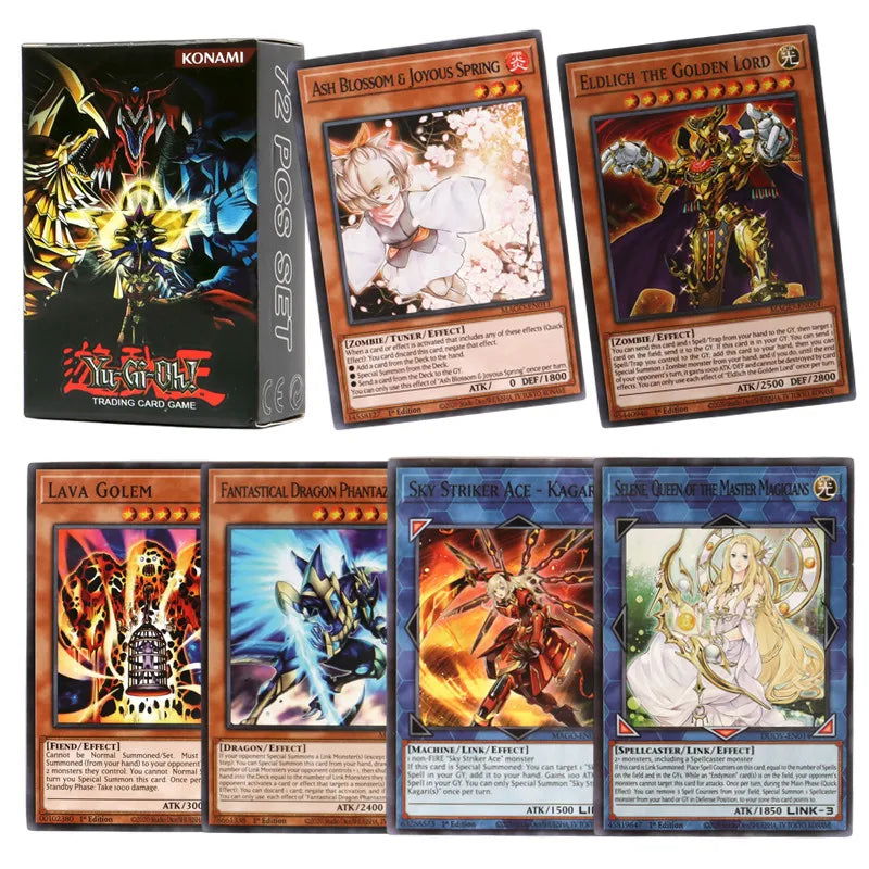 66-148PCS Yugioh Cards with Tin Box Yu Gi Oh Card English Holographic Golden Letter Duel Links Game Card Blue Eyes Exodia - Slobuy