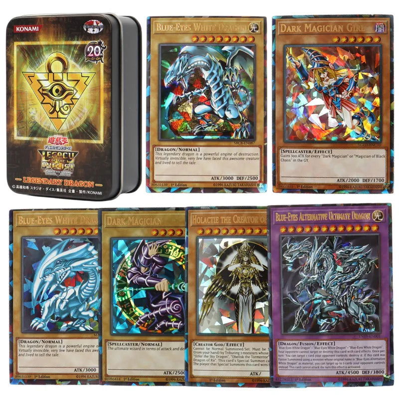 66-148PCS Yugioh Cards with Tin Box Yu Gi Oh Card English Holographic Golden Letter Duel Links Game Card Blue Eyes Exodia - Slobuy