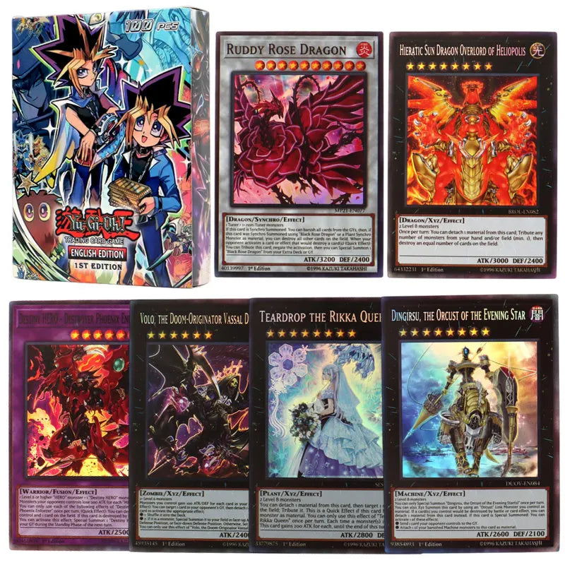 66-148PCS Yugioh Cards with Tin Box Yu Gi Oh Card English Holographic Golden Letter Duel Links Game Card Blue Eyes Exodia - Slobuy