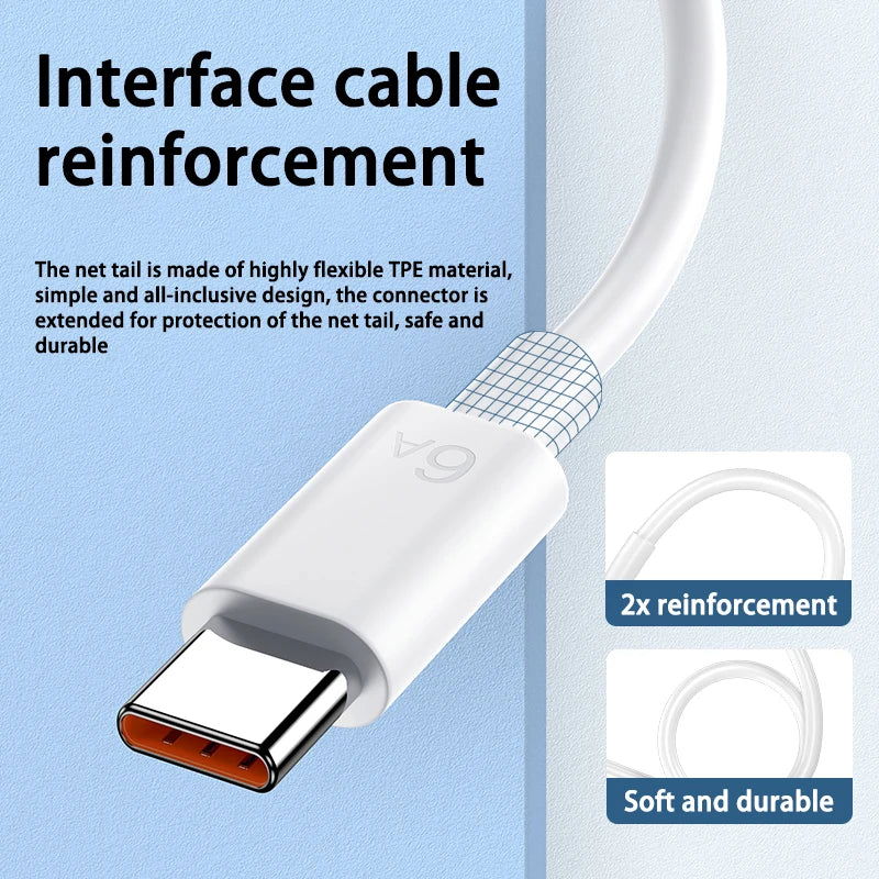 6A Fast Charging Usb C Cable for Xiaomi Mi 12 Redmi POCO Huawei Mobile Phone Accessories Type C Cable Phone Charger USB Cable - Slobuy