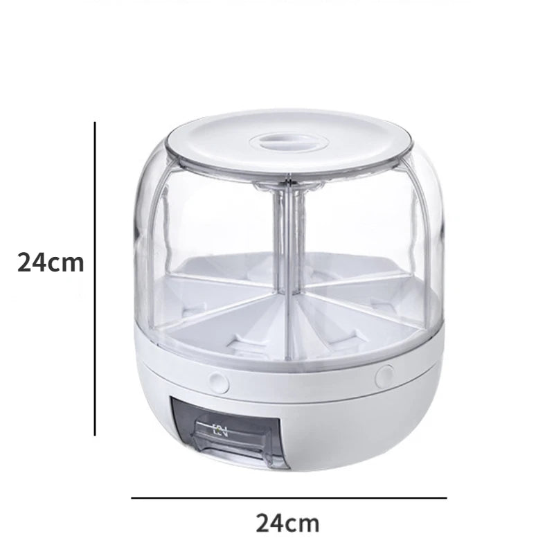 6KG Rotatable 360 Degree Rice Dispenser Sealed Dry Grain Bucket Dispenser Moisture-proof Kitchen Food Container Storage Box - Slobuy