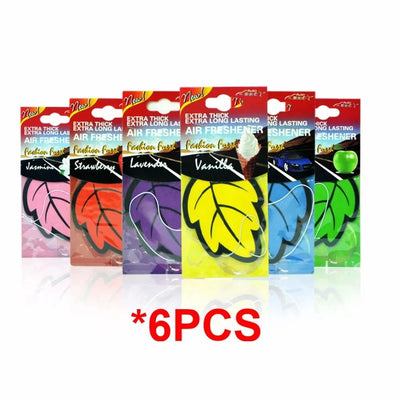 6PCS Car Air Freshener Natural Scented Tea Paper Auto Hanging Vanilla Perfume Fragrance Leaf Shape Car Accessories Interior - Slobuy