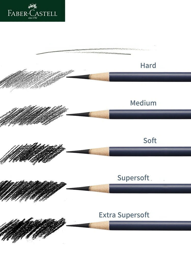 5/6PCS Faber Castell Goldfaber Charcoal Graphite Sketch Set EX-Soft Medium Hard Pencils for Drawing Sketching Shading Artists - Slobuy