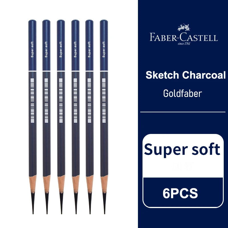 5/6PCS Faber Castell Goldfaber Charcoal Graphite Sketch Set EX-Soft Medium Hard Pencils for Drawing Sketching Shading Artists - Slobuy