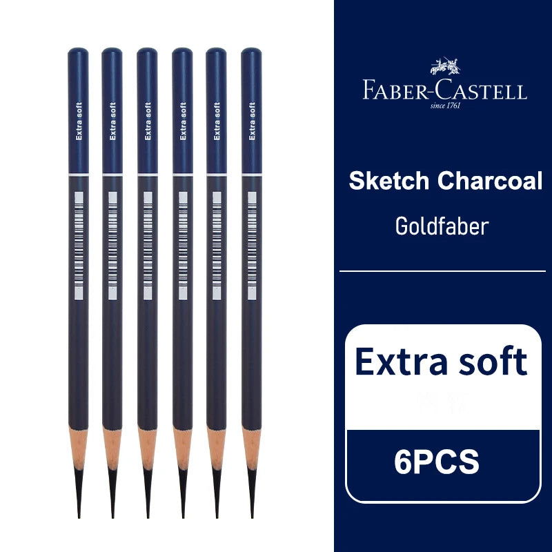 5/6PCS Faber Castell Goldfaber Charcoal Graphite Sketch Set EX-Soft Medium Hard Pencils for Drawing Sketching Shading Artists - Slobuy