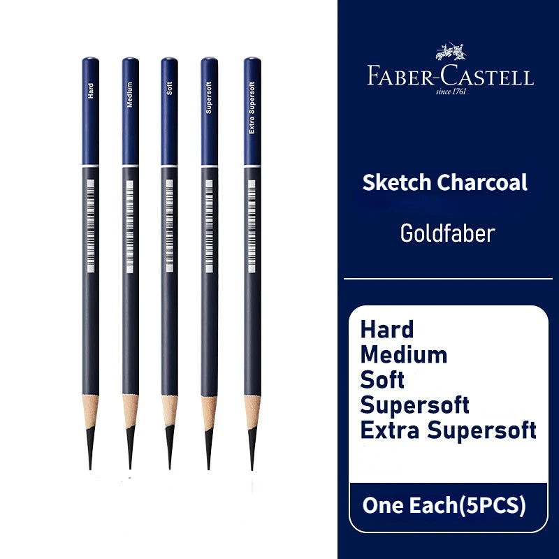 5/6PCS Faber Castell Goldfaber Charcoal Graphite Sketch Set EX-Soft Medium Hard Pencils for Drawing Sketching Shading Artists - Slobuy