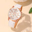 6PCS Set Fashion Women Watches Simple Ladies Business White Leather Quartz Watch Womens Necklace Earrings Bracelet Wristwatch - Slobuy