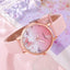 6PCS Set Women Fashion Quartz Watch Female Clock Pink Butterfly Dial Luxury Brand Design Ladies Leather Wrist Watch Montre Femme - Slobuy