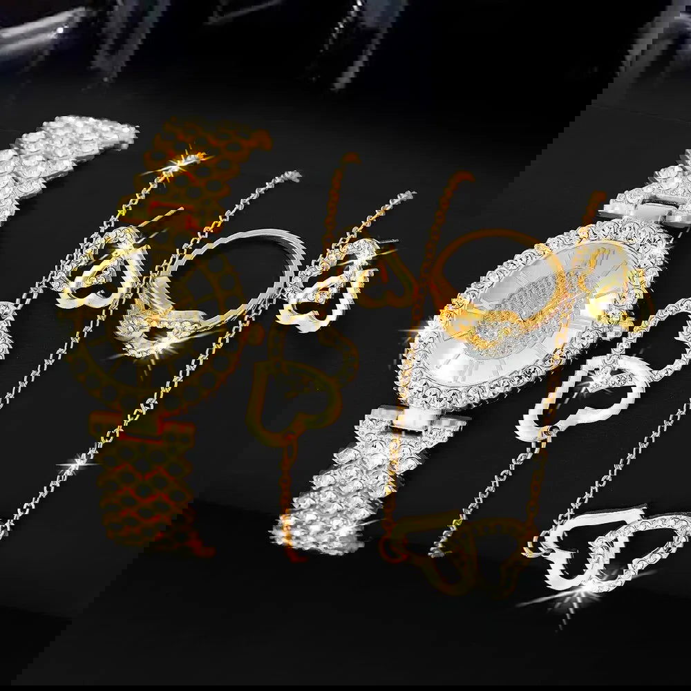 6PCS Set Women Watch Female Clock Roman Dial Luxury Brand Design Casual Ladies Quartz Wrist Watch Bracelet Set Montre Femme - Slobuy