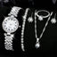 6PCS Set Women Watch Female Clock Roman Dial Luxury Brand Design Casual Ladies Quartz Wrist Watch Bracelet Set Montre Femme - Slobuy