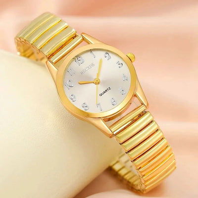 6PCS Set Womens Fashion Quartz Watch Female Clock Elastic Strap Luxury Brand Design Ladies Wrist Watch Relogio Feminino - Slobuy