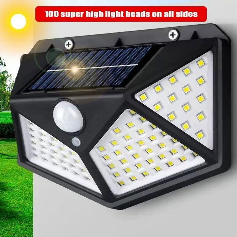 1/2/4/6Pcs 100 LED Wall Lights Outdoor Solar Lamp PIR Motion Sensor Solar Powered Sunlight Street Light for Garden Decoration - Slobuy