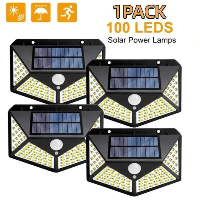 1/2/4/6Pcs 100 LED Wall Lights Outdoor Solar Lamp PIR Motion Sensor Solar Powered Sunlight Street Light for Garden Decoration - Slobuy