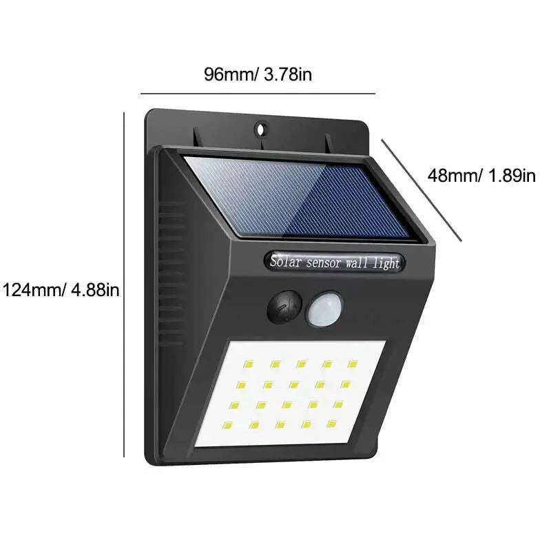 1/2/4/6Pcs 100 LED Wall Lights Outdoor Solar Lamp PIR Motion Sensor Solar Powered Sunlight Street Light for Garden Decoration - Slobuy