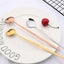 6Pcs Coffee Stirring Spoon Cutlery Set Juice Gold Tea Spoons Dinnerware Ice Cream Long Handle Scoop Tableware Kitchen Tools - Slobuy