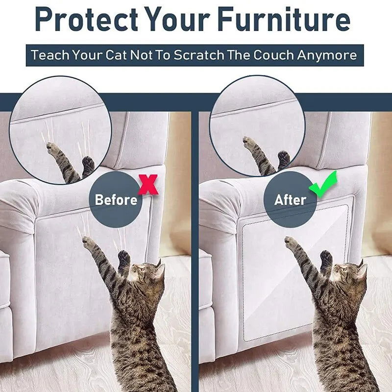 6Pcs Furniture Protector from Pet Scratch Clear Anti Scratch Cats Training Tape Sheets - Slobuy