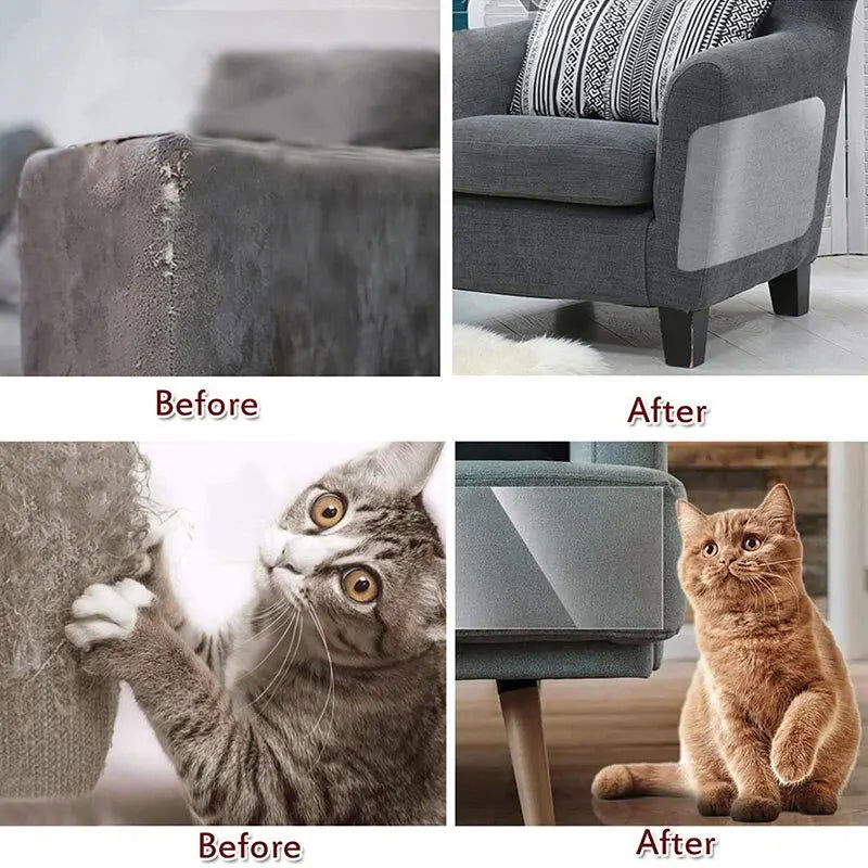 6Pcs Furniture Protector from Pet Scratch Clear Anti Scratch Cats Training Tape Sheets - Slobuy