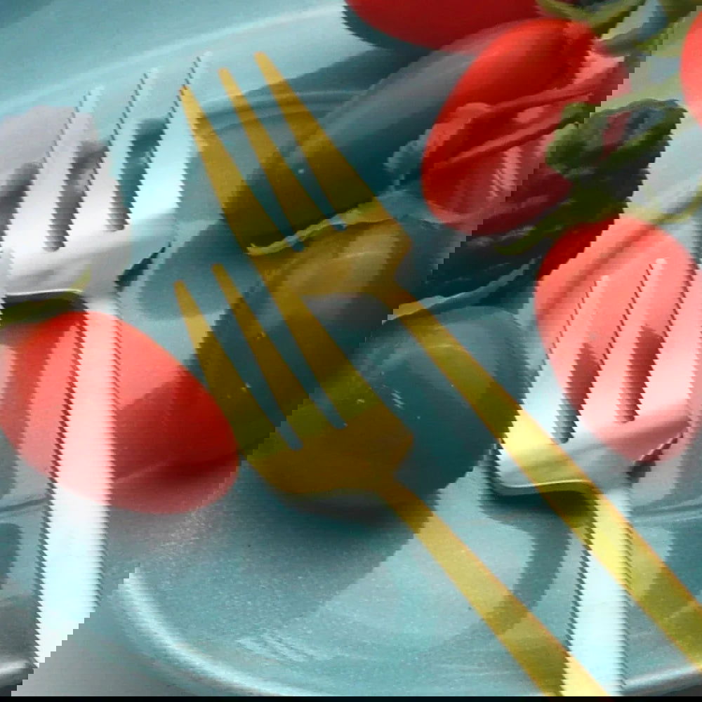 6Pcs Stainless Steel Matte Cake Fruit Forks Flatware Silverware Cutlery For Dessert Salad Fork Set Gold Tableware Mini Fork - Slobuy