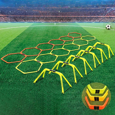 6Pcs Training Rings Agility Football Ring Equipment Folded Hexagon Soccer Footwork Ladder Exercising Multi Supplies Hex Hurdles - Slobuy