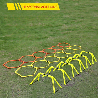 6Pcs Training Rings Agility Football Ring Equipment Folded Hexagon Soccer Footwork Ladder Exercising Multi Supplies Hex Hurdles - Slobuy