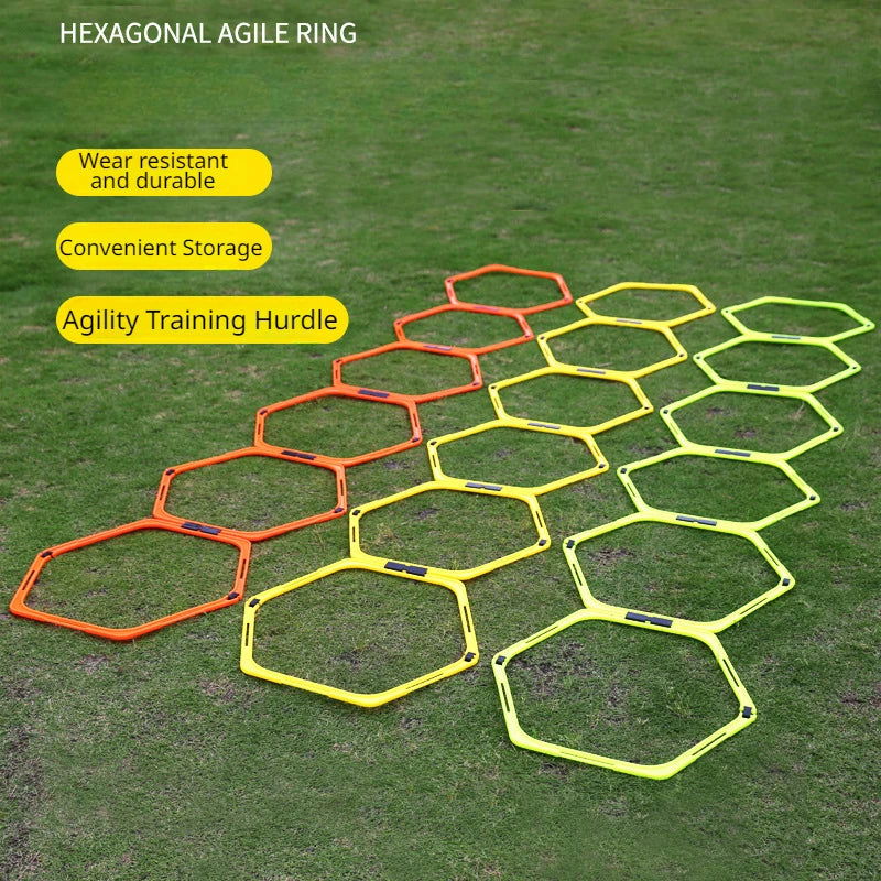 6Pcs Training Rings Agility Football Ring Equipment Folded Hexagon Soccer Footwork Ladder Exercising Multi Supplies Hex Hurdles - Slobuy