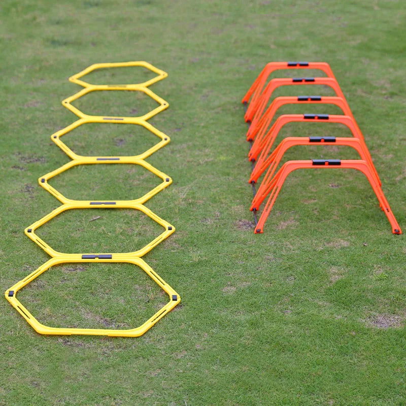6Pcs Training Rings Agility Football Ring Equipment Folded Hexagon Soccer Footwork Ladder Exercising Multi Supplies Hex Hurdles - Slobuy
