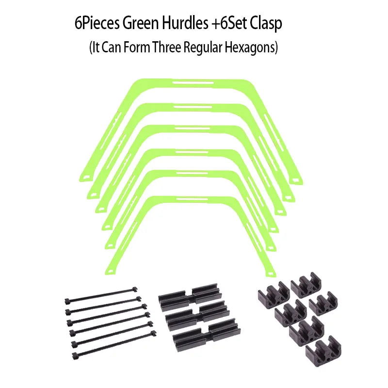 6Pcs Training Rings Agility Football Ring Equipment Folded Hexagon Soccer Footwork Ladder Exercising Multi Supplies Hex Hurdles - Slobuy