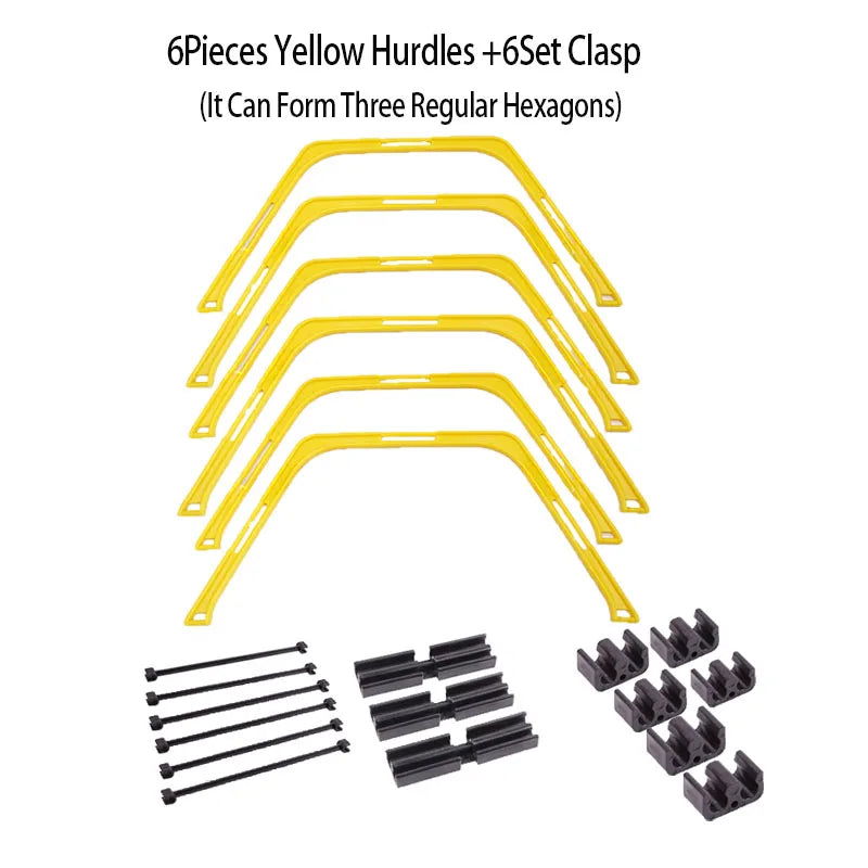 6Pcs Training Rings Agility Football Ring Equipment Folded Hexagon Soccer Footwork Ladder Exercising Multi Supplies Hex Hurdles - Slobuy