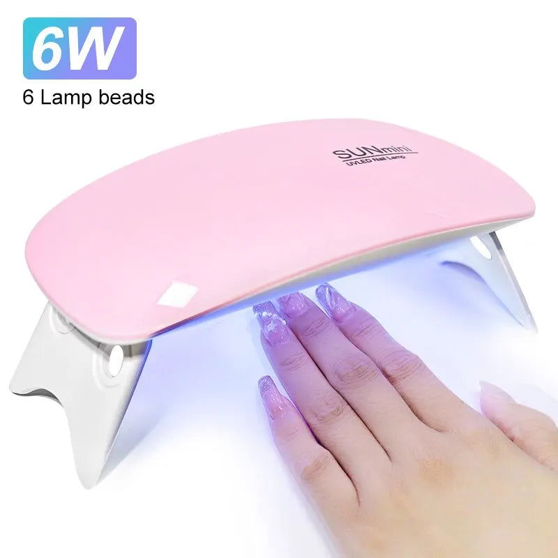 6W Mini Nail Dryer Machine Portable 6 LED UV Manicure Lamp Home Use Nail Lamp For Drying Polish Varnish With USB Cable - Slobuy