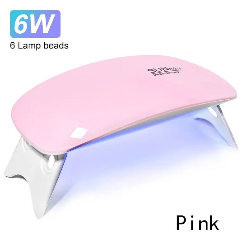6W Mini Nail Dryer Machine Portable 6 LED UV Manicure Lamp Home Use Nail Lamp For Drying Polish Varnish With USB Cable - Slobuy