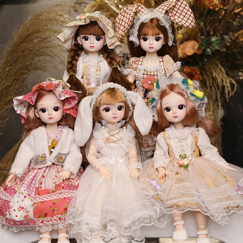 1/6 30CM BJD Doll Girl DIY Dress Up Princess Toy 3D Simulation Eyes Makeup 21 Movable Joints Doll's and Clothes Set - Slobuy