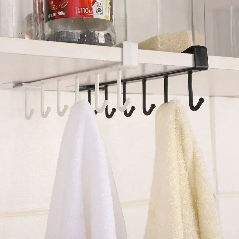 6 Hook Coffee Cup Mug Holder Plastic Cabinet Kitchen Storage Rack Multifunction Hook Shelf  Sundry Organizer Storage Hanger - Slobuy