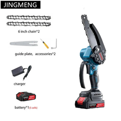 6 Inch Mini Cordless Electric Chain Saw Woodworking Handheld Pruning Chainsaw Garden Portable Cutting Tool for Makita Battery - Slobuy
