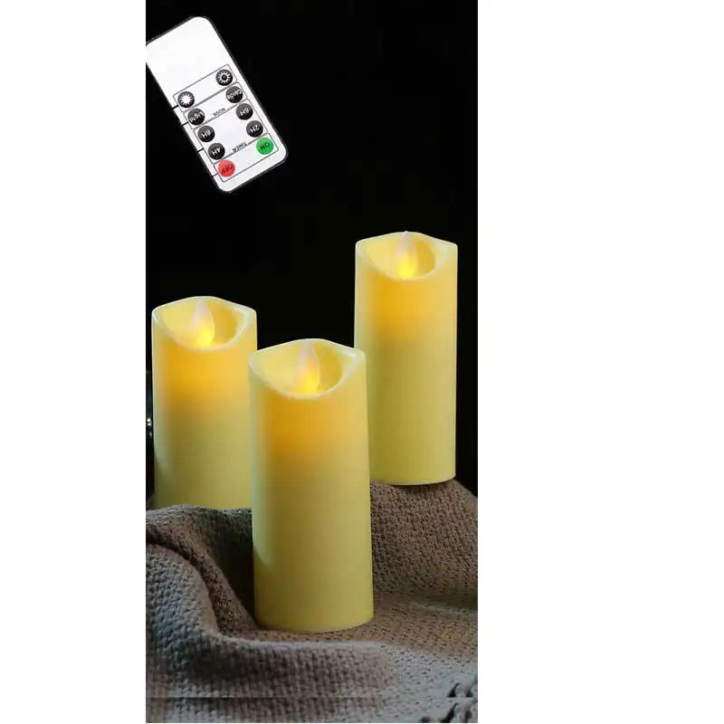 1/3/6 Pieces Moving Wick Flameless Wedding Decorative Votive Candles Warm White Light,5 inch Battery Realistic Religious Candles - Slobuy