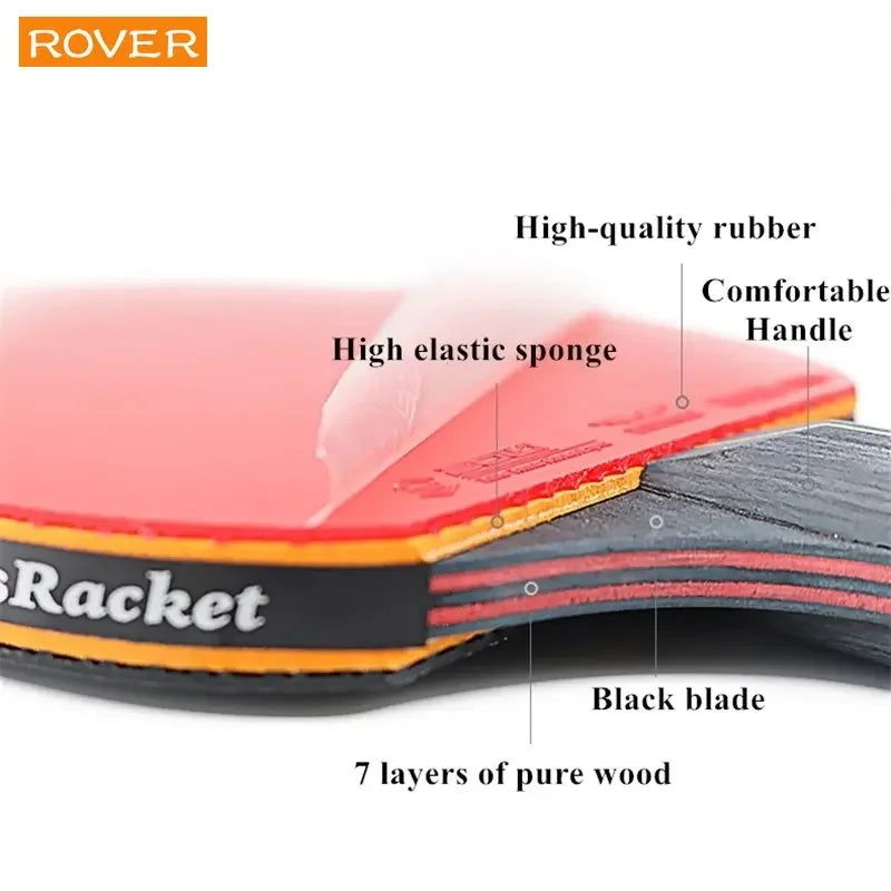 6 Star Table Tennis Racket 2PCS Professional Ping Pong Racket Set Pimples-in Rubber Hight Quality Blade Bat Paddle with Bag - Slobuy