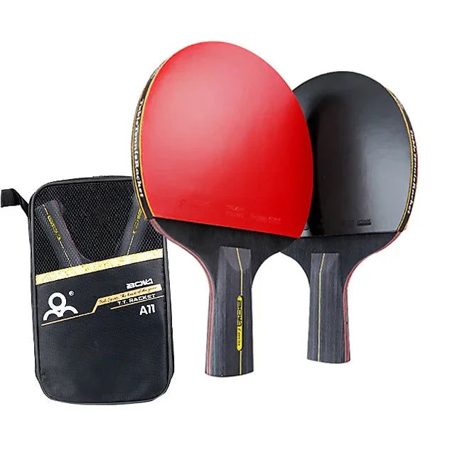 6 Star Table Tennis Racket 2PCS Professional Ping Pong Racket Set Pimples-in Rubber Hight Quality Blade Bat Paddle with Bag - Slobuy