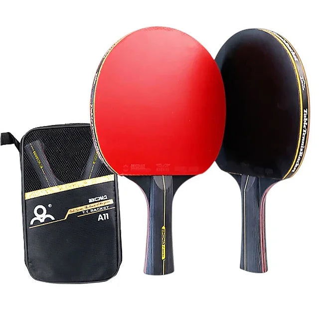6 Star Table Tennis Racket 2PCS Professional Ping Pong Racket Set Pimples-in Rubber Hight Quality Blade Bat Paddle with Bag - Slobuy