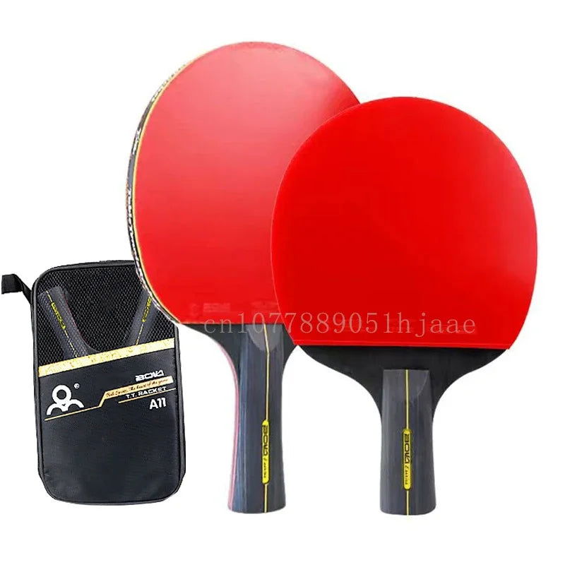 6 Star Table Tennis Racket 2PCS Professional Ping Pong Racket Set Pimples-in Rubber Hight Quality Blade Bat Paddle with Bag - Slobuy