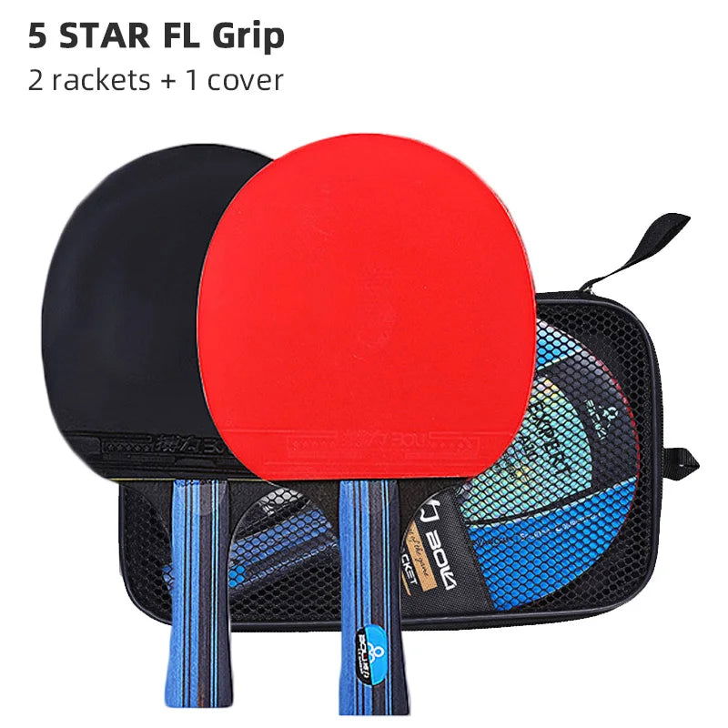 BOLI Professional 5/6 Star Table Tennis Racket Offensive 2 Pcs Ping Pong Paddle with Fine Elasticity - Slobuy
