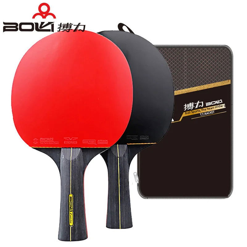 BOLI Professional 5/6 Star Table Tennis Racket Offensive 2 Pcs Ping Pong Paddle with Fine Elasticity - Slobuy