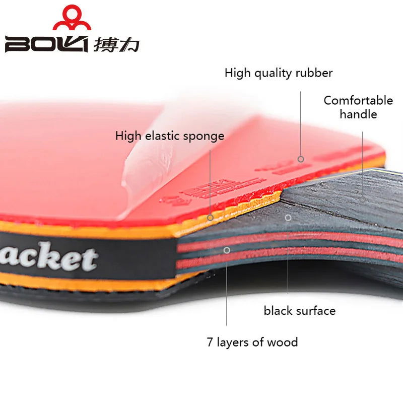 BOLI Professional 5/6 Star Table Tennis Racket Offensive 2 Pcs Ping Pong Paddle with Fine Elasticity - Slobuy