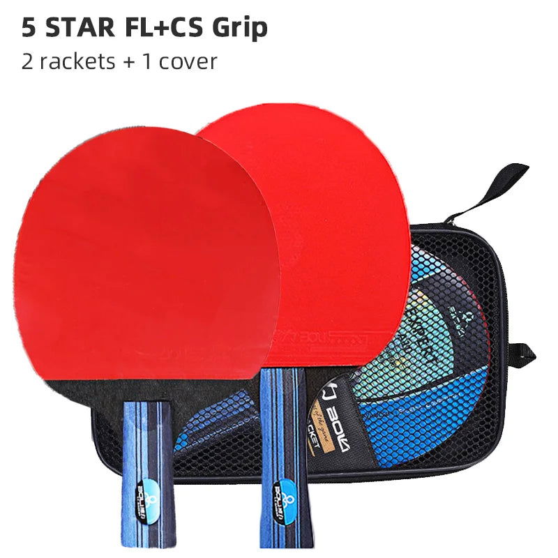 BOLI Professional 5/6 Star Table Tennis Racket Offensive 2 Pcs Ping Pong Paddle with Fine Elasticity - Slobuy