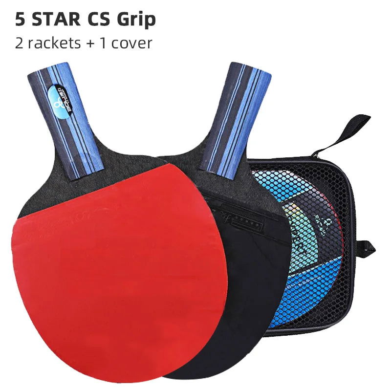 BOLI Professional 5/6 Star Table Tennis Racket Offensive 2 Pcs Ping Pong Paddle with Fine Elasticity - Slobuy