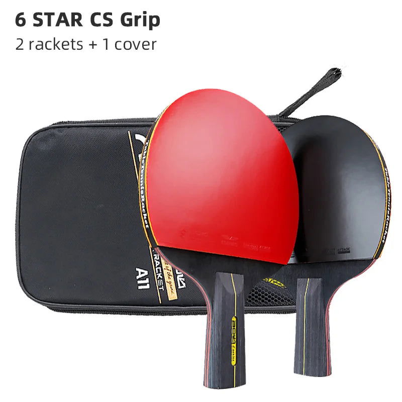 BOLI Professional 5/6 Star Table Tennis Racket Offensive 2 Pcs Ping Pong Paddle with Fine Elasticity - Slobuy