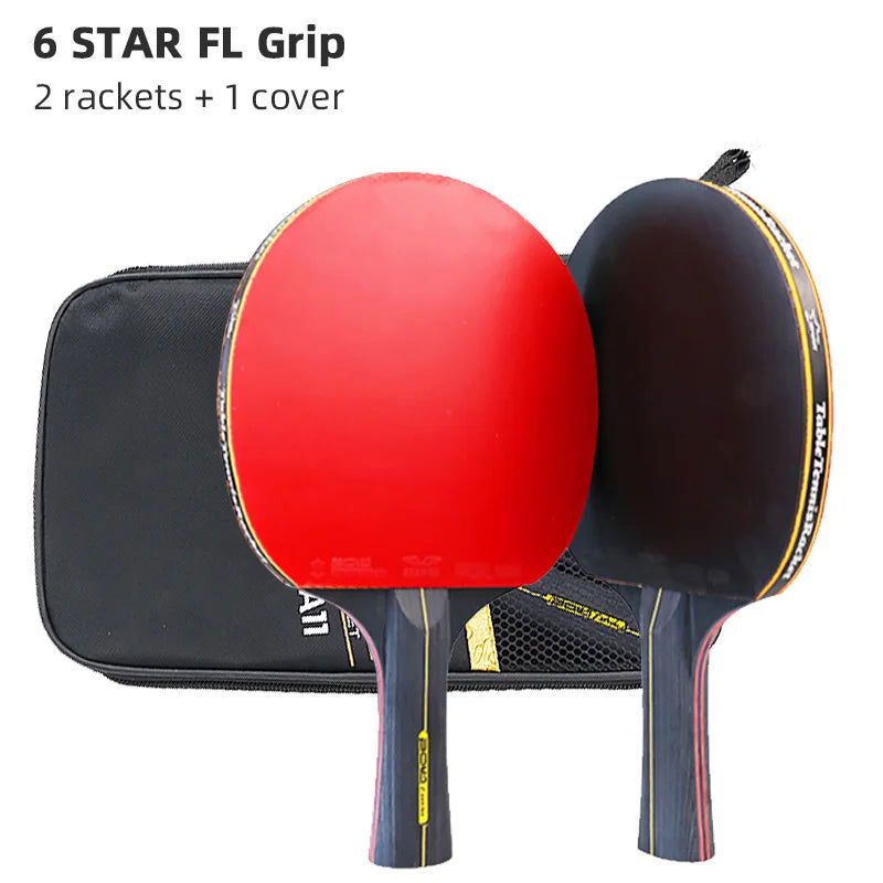 BOLI Professional 5/6 Star Table Tennis Racket Offensive 2 Pcs Ping Pong Paddle with Fine Elasticity - Slobuy