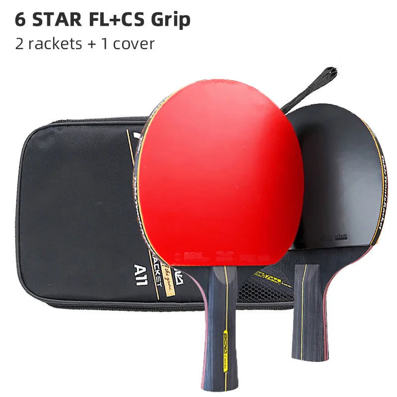 BOLI Professional 5/6 Star Table Tennis Racket Offensive 2 Pcs Ping Pong Paddle with Fine Elasticity - Slobuy
